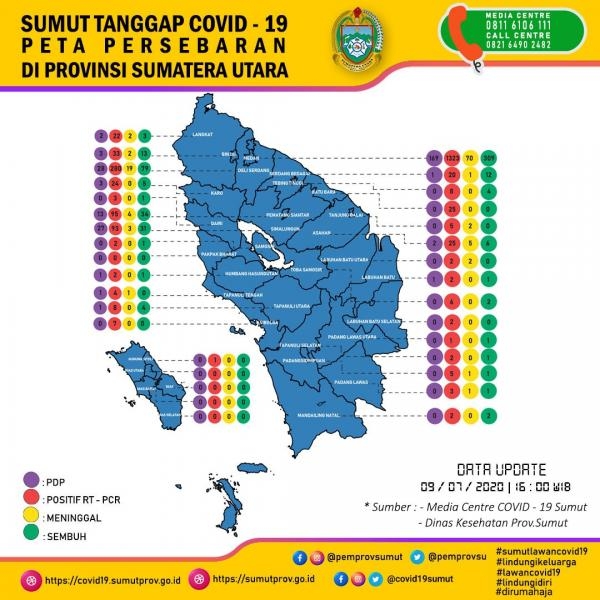 Peta Persebaran 09 Juli di Provinsi Sumatera Utara